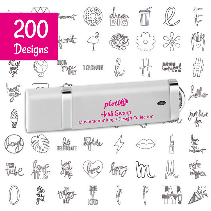Auf diesem Stick finden Sie 200 tolle Designs für Ihren Schneideplotter.